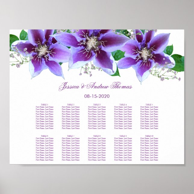 Affiche Classy Chic Clematis Mariage Sein Chart (Devant)