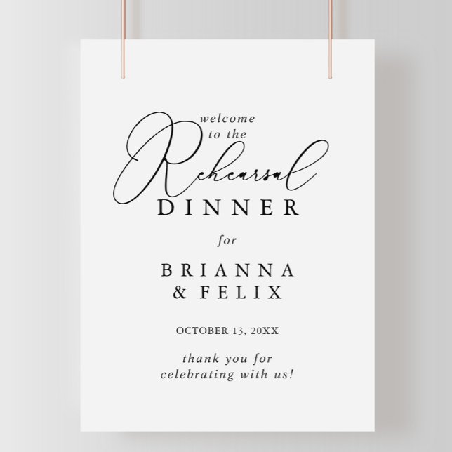 Affiche Classy Chic Minimalist Rehearsal Dinner Welcome (Créateur téléchargé)