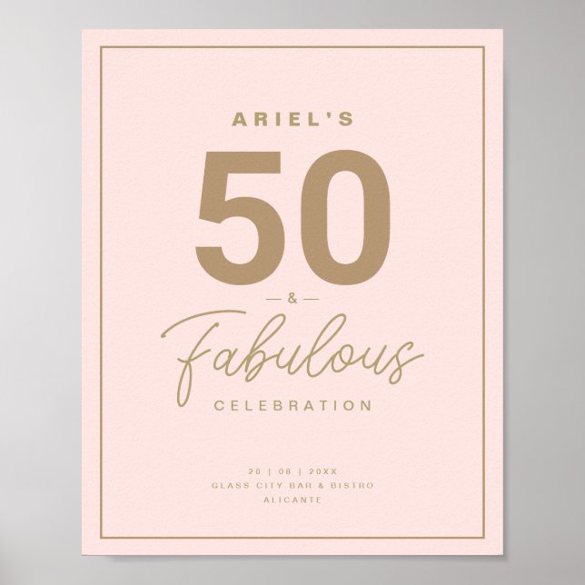 Affiche Classy Rose & Or 50 & Fabuleux fête d'anniversaire (Devant)