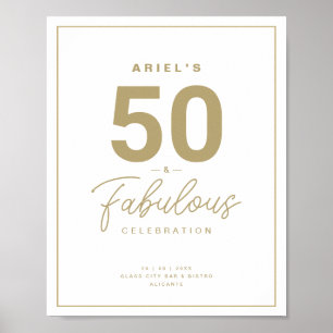 Affiche Classy White & Gold 50 & Fabuleux fête d'anniversa