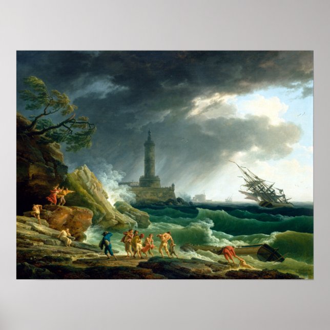 Affiche Claude-Joseph Vernet Une tempête sur une Méditerra (Devant)