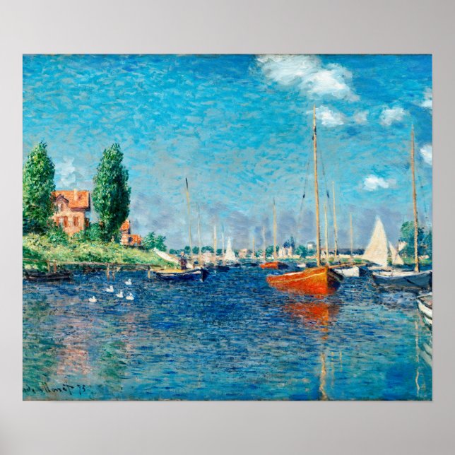 Affiche Claude Monet - Bateaux rouges, Argenteuil (Devant)