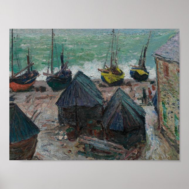Affiche Claude Monet - Bateaux sur la plage à Etretat (Devant)