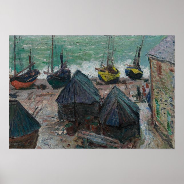 Affiche Claude Monet - Bateaux sur la plage à Etretat (Devant)