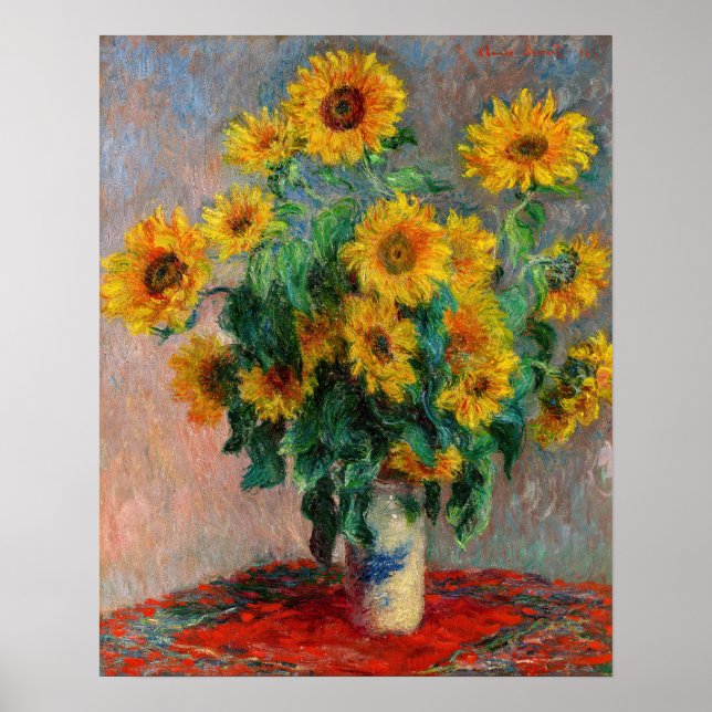Affiche Claude Monet - Bouquet de tournesols (Devant)