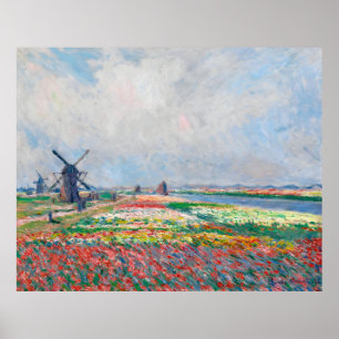 Affiche Claude Monet, Bulbfield et Windmill à proximité de