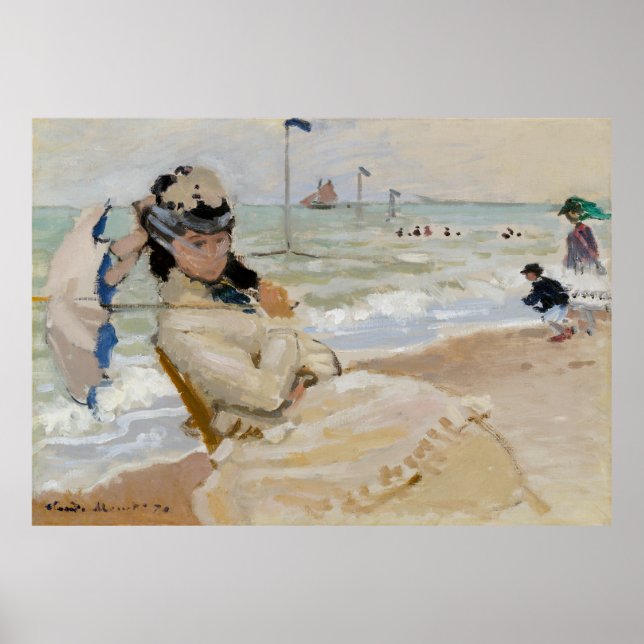 Affiche Claude Monet - Camille sur la plage à Trouville (Devant)