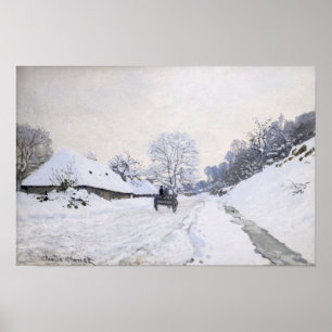 Affiche Claude Monet - Chariot sur la route enneigée à Hon