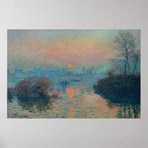 Affiche Claude Monet - Coucher de soleil sur la Seine à La