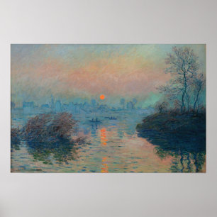 Affiche Claude Monet - Coucher de soleil sur la Seine à La