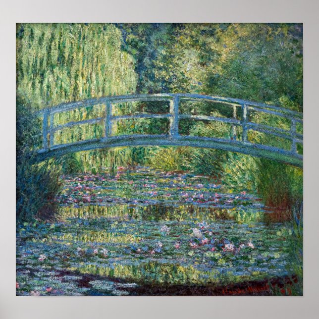 Affiche Claude Monet - Eau Lily étang, Harmonie verte (Devant)