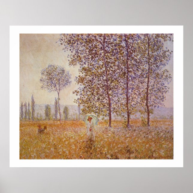 Affiche Claude Monet - Effet soleil sous les peupliers (Devant)