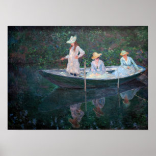 Affiche Claude Monet - En Norvegienne Bateau à Giverny