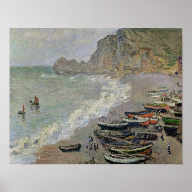 Affiche Claude Monet | Etretat, beach and Porte d'Amont (Devant)