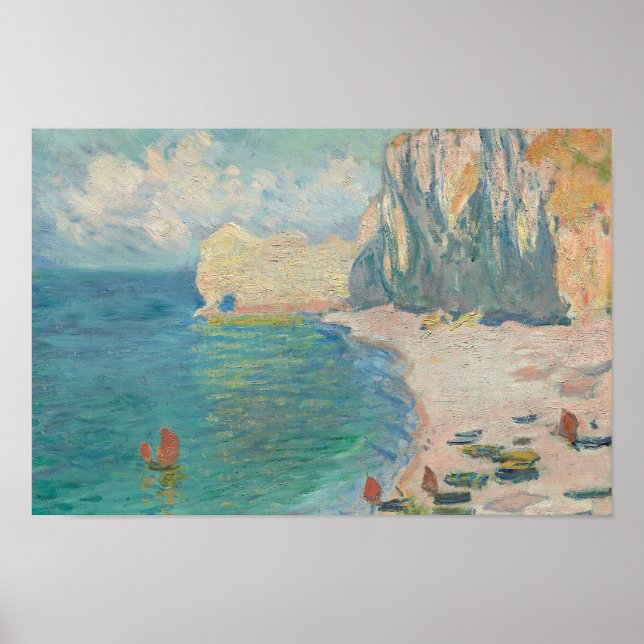 Affiche Claude Monet - Etretat - La Plage et la Falaise (Devant)