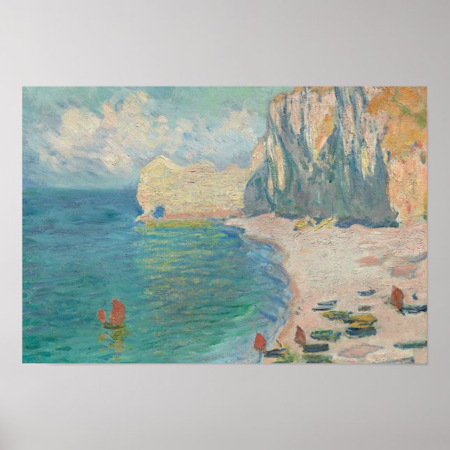Affiche Claude Monet - Etretat - La Plage et la Falaise (Devant)