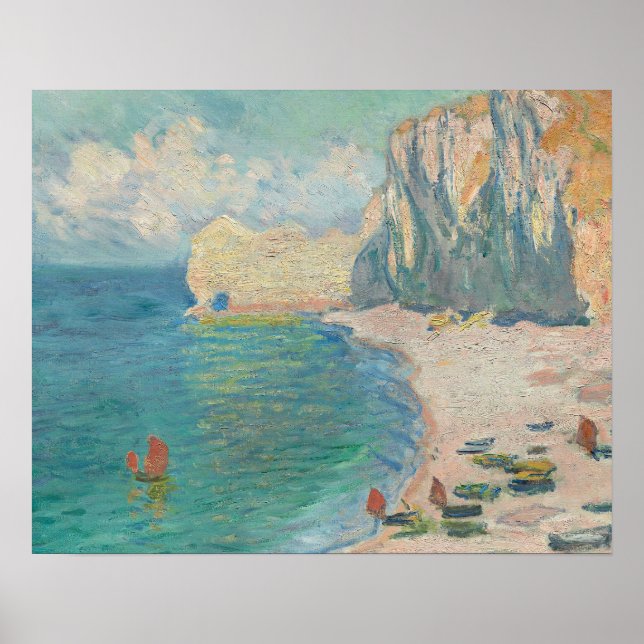 Affiche Claude Monet - Etretat - La Plage et la Falaise (Devant)