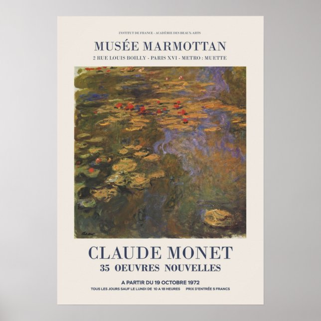 Affiche Claude Monet Exposition publicitaire d'une exposit (Devant)