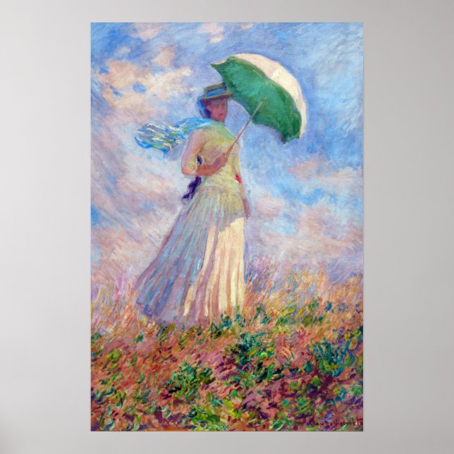 Affiche Claude Monet - Femme à l'ombrellage tournée vers l (Devant)