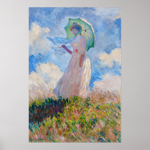Affiche Claude Monet - Femme avec Parasol face à gauche