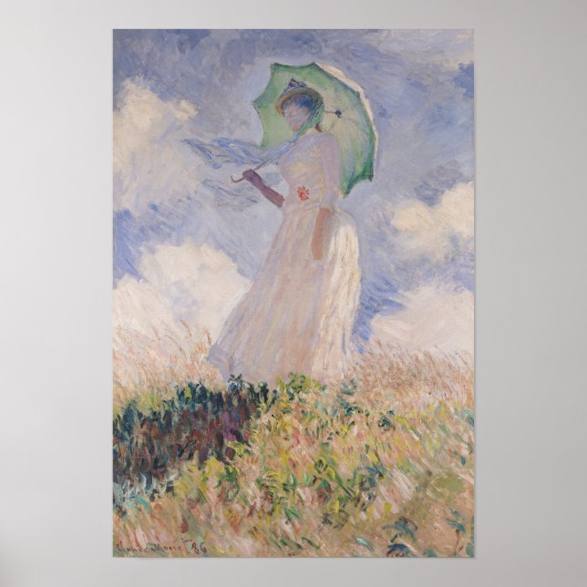 Affiche Claude Monet | Femme avec parasol tourné à gauche (Devant)