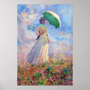 Affiche Claude Monet - Femme avec un parasol face à droite