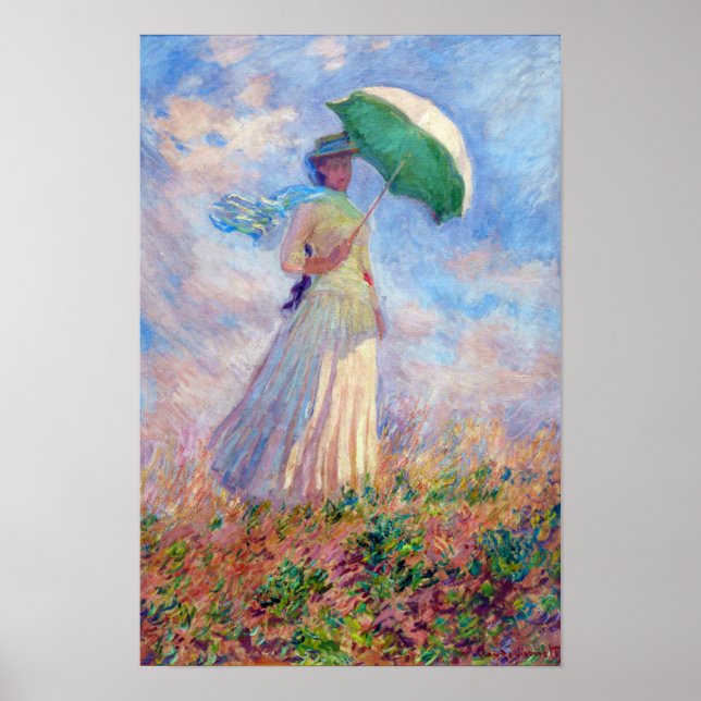 Affiche Claude Monet - Femme avec un parasol face à droite (Devant)