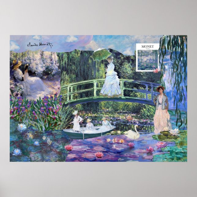Affiche Claude Monet Floral Paysage Collage (Devant)
