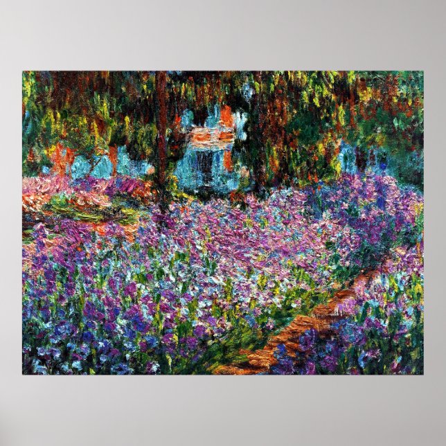 Affiche Claude Monet : Irises dans le jardin de Monet (Devant)