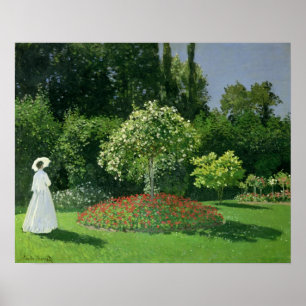 Affiche Claude Monet   Jeanne Marie Lecadre dans le jardin