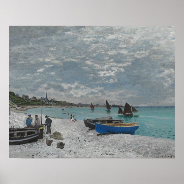 Affiche Claude Monet - La plage de Sainte-Adresse (Devant)