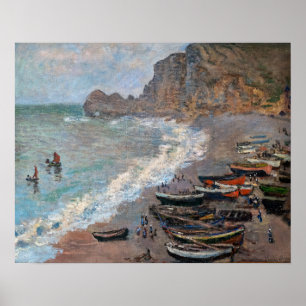 Affiche Claude Monet - La Plage d'Etretat