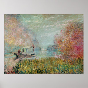 Affiche Claude Monet   le studio de bateau sur la Seine,