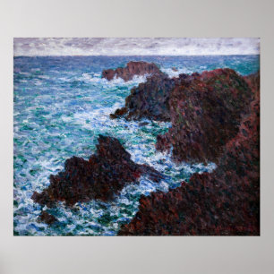 Affiche Claude Monet - Les Rochers à Belle-Ile, Côte sauva