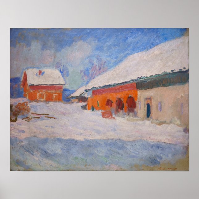 Affiche Claude Monet - Norvège, Maisons rouges à Bjornegaa (Devant)