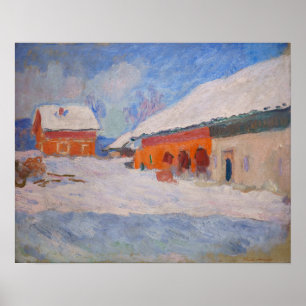 Affiche Claude Monet - Norvège, Maisons Rouges à Bjornegaa