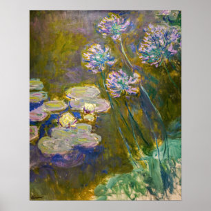 Affiche Claude Monet - Nymphéas et Agapanthes