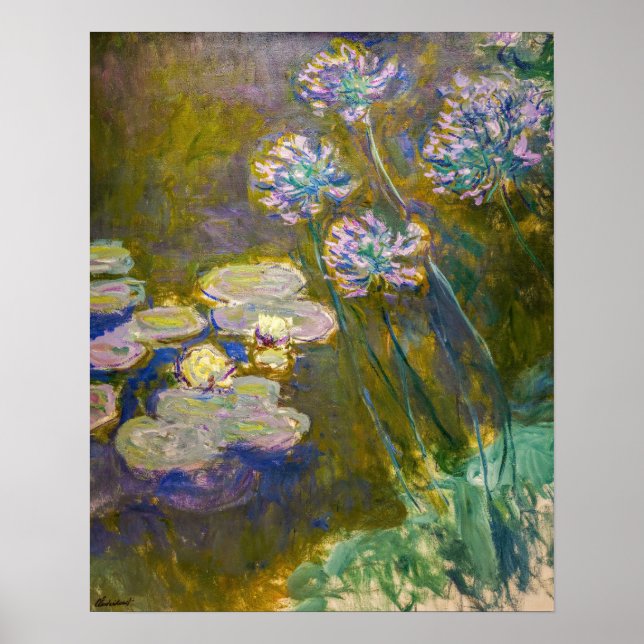 Affiche Claude Monet - Nymphéas et Agapanthes (Devant)