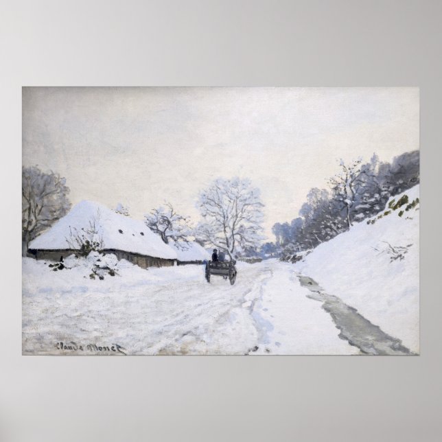 Affiche Claude Monet - Panier sur la route des neiges à Ho (Devant)