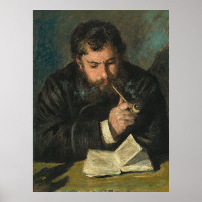 Affiche Claude Monet Portrait Peinture Vintage de Renoir (Devant)