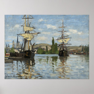 Affiche Claude Monet Ships on the Seine River Travel Art