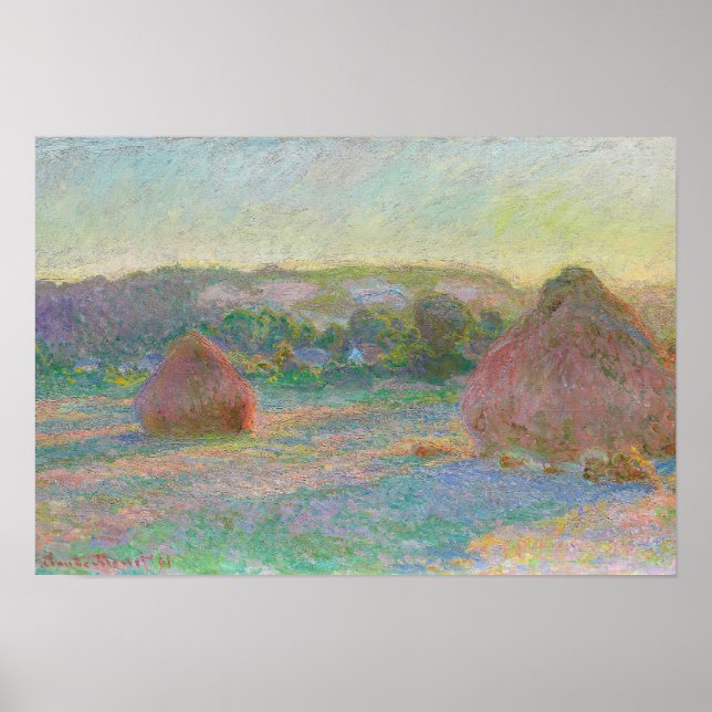 Affiche Claude Monet Stacks of Wheat End of Summer Artwork (Devant)