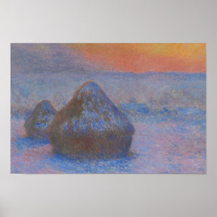 Affiche Claude Monet - Stacks of Wheat - Sunset, Snow