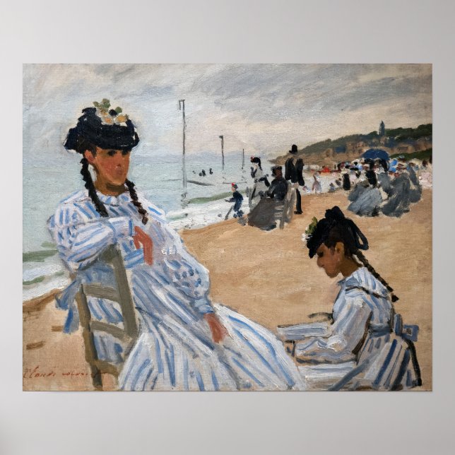 Affiche Claude Monet - Sur la Plage à Trouville (Devant)