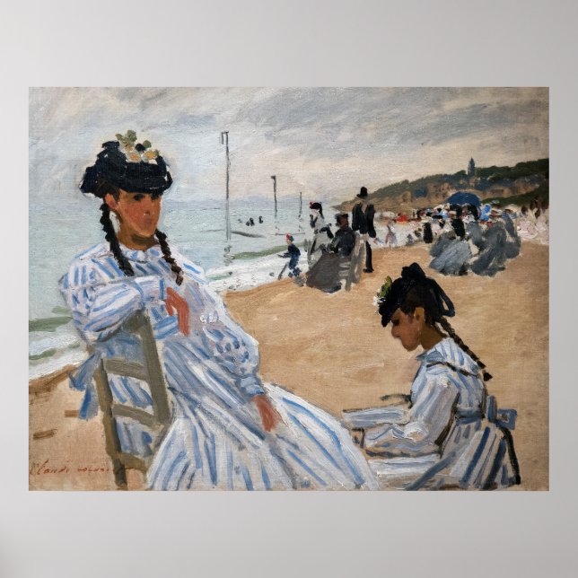 Affiche Claude Monet - Sur la plage à Trouville (Devant)