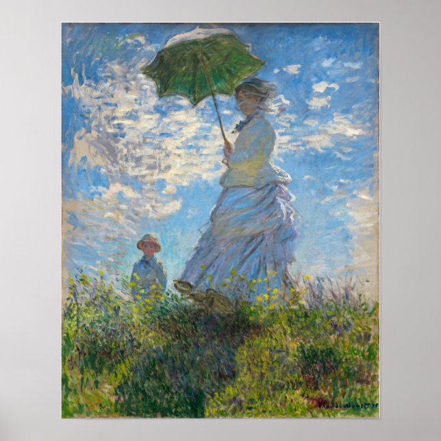Affiche Claude Monet - The Promenade, Woman with a Parasol (Devant)