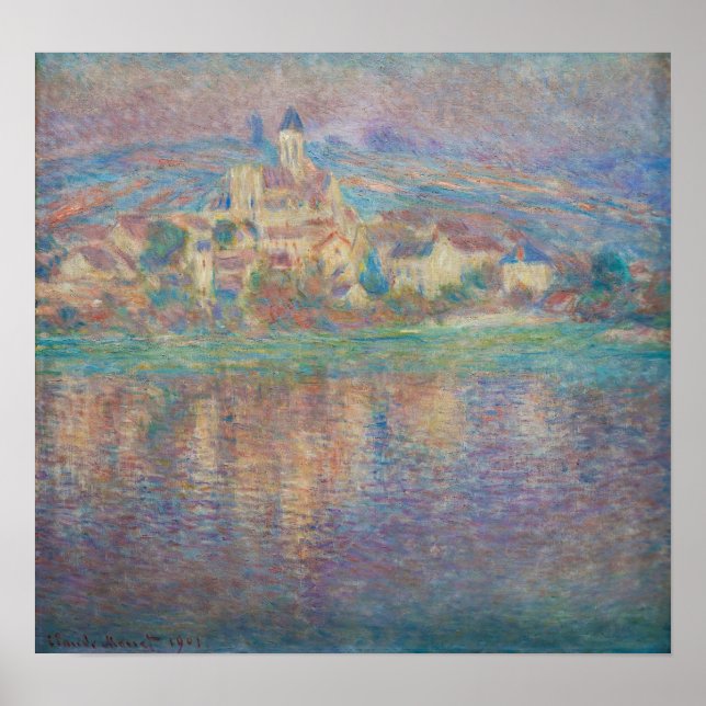 Affiche Claude Monet - Vetheuil, coucher de soleil (Devant)
