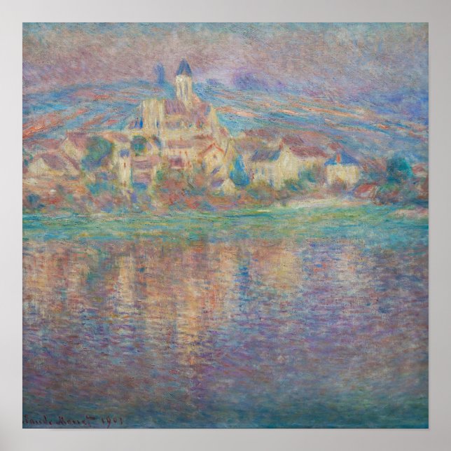 Affiche Claude Monet - Vetheuil, Coucher de soleil (Devant)
