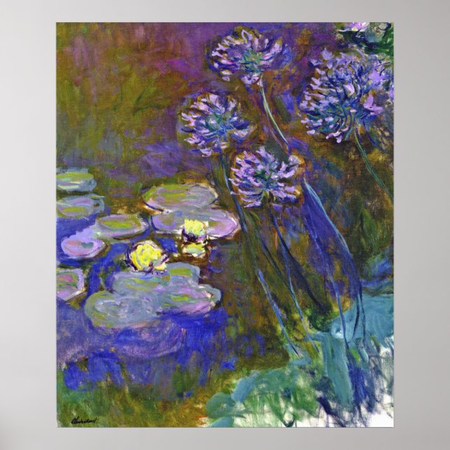 Affiche Claude Monet Water Lilies et Agapanthus (Devant)