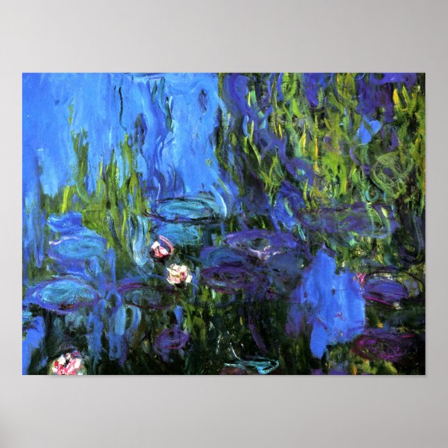 Affiche Claude Monet : Water-Lilies, indigo bleu (Devant)